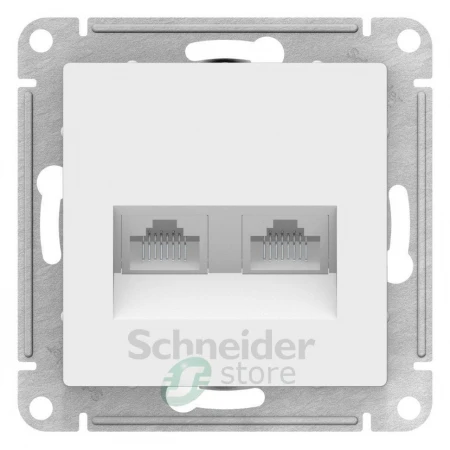 ATN000185 - ATLASDESIGN РОЗЕТКА двойная компьютерная RJ45+RJ45, кат.5E, механизм, БЕЛЫЙ