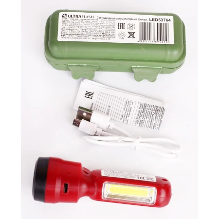 Ручной светодиодный фонарь Ultraflash аккумуляторный 97х30 100 лм LED53764 14664