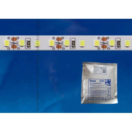 Светодиодная лента Uniel 60LED/m 6W/m 2835SMD белый 5M ULS-2835-60LED/m-8mm-IP20-DC24V-6W/m-5M-W UL-00002970