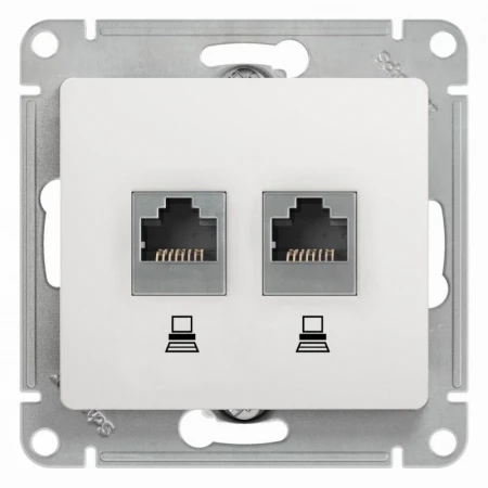 Розетка компьютерная двойная RJ45 Systeme Electric Glossa 5e кат UTP белая GSL000185KK