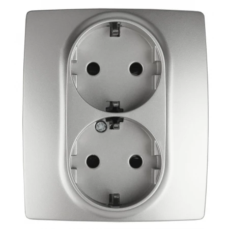 Розетка ЭРА 12 2x2P E Schuko со шторками 16A 250V 12-2104-03 Б0014701