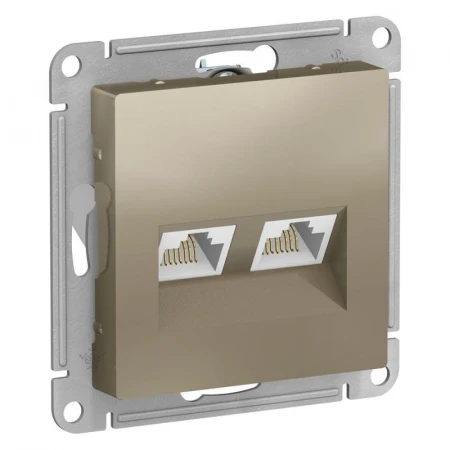 Розетка компьютерная двойная RJ45 Systeme Electric AtlasDesign 5e кат UTP шампань ATN000585