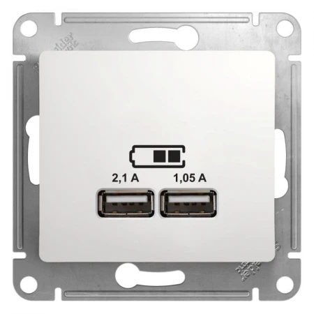 Розетка двойная USB Systeme Electric Glossa Type A+A белая GSL000133