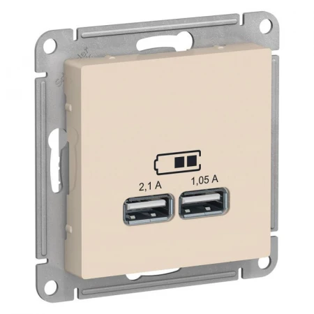 Розетка 2хUSB Systeme Electric AtlasDesign Type A+A бежевая ATN000233
