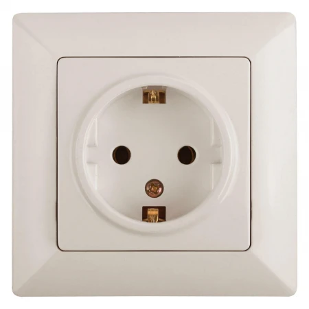 Розетка двойная ЭРА Intro Solo Schuko 2X2P+E 16A 250V со шторками слоновая кость 4-206-02 Б0043341