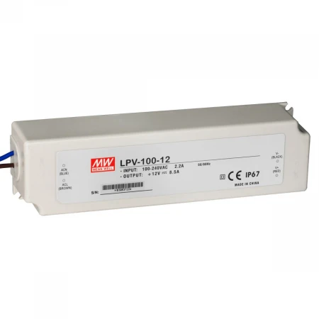 Блок питания Mean Well, герметичный, LPV-100-12, в пластиковом корпусе LPV-100-12