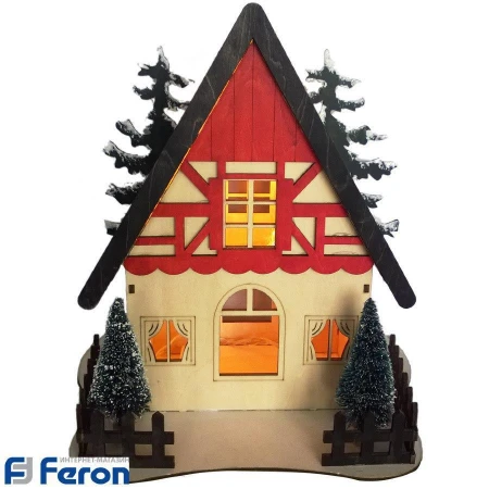 Световая фигура "домик цветной с елками", lt090